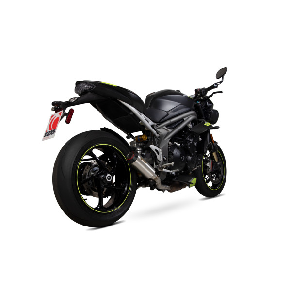 Scorpion Exhaust Triumph Speed Triple R / Speed Triple S / Speed Triple RS 2018 - 2020 Red Power Slip-on Brushed Stainless Steel Sleeve